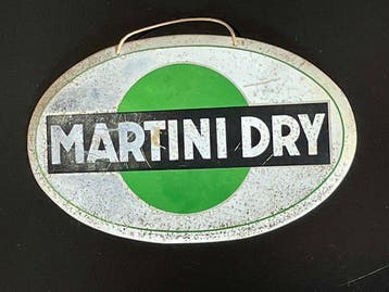 Metalen ovale reclamebord Martini Dry - 1955 - Insegna