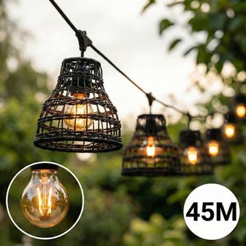 Complete Prikkabel / lichtsnoer met 45x lampenkappen, Nieuw, Ophalen of Verzenden, Netvoeding, Hanglamp