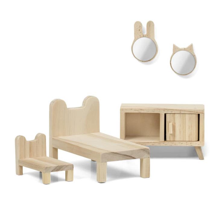 Lundby houten slaapkamermeubels poppenhuis schaal 1:18 -..., Kinderen en Baby's, Speelgoed | Overig, Nieuw, Ophalen of Verzenden