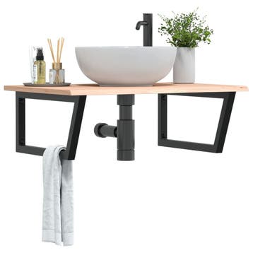 vidaXL Badkamer wandschap staal en massief eikenhout, Verzenden, Nieuw
