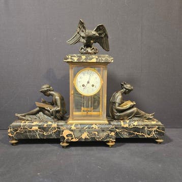 Tafelklok Empire - Gepatineerd brons - 1850-1900 - LEtude