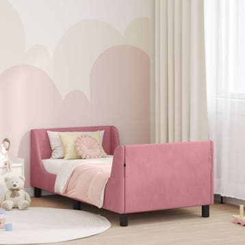vidaXL Bedframe voor kinderen met hoofdbord Roze 80 x 160 cm, Verzenden, Nieuw, Stof