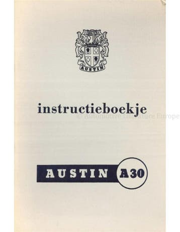 1952 AUSTIN A30 INSTRUCTIEBOEKJE NEDERLANDS