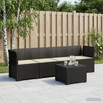 vidaXL 4-Persoons Tuin Sofa met Kussens Rieten Look PP, Verzenden, Nieuw