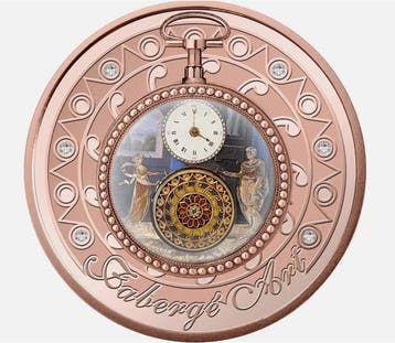 Niue. 1 Dollar 2023 Faberge Pocket Watch 1 Oz mit CoA