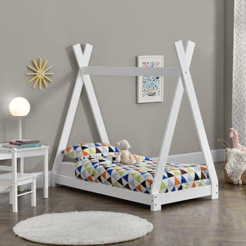 Kinderbed Onejda Tipi grenen met bedbodem 70x140 cm wit, Kinderen en Baby's, Kinderkamer | Bedden, Verzenden, Nieuw