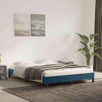 vidaXL Bedframe zonder matras 140x190 cm fluweel donkerblauw, Stof, Verzenden, Blauw, Nieuw