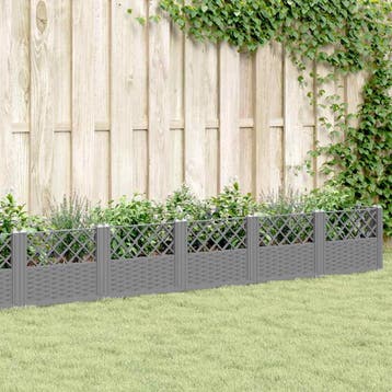 vidaXL Plantenbak met pinnen 363,5x43,5x43,5 cm polypropeen, Verzenden, Nieuw, Kunststof