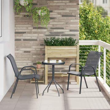 vidaXL Tuin Bistro Set 3 st Grijs Staal, Tuin en Terras, Verzenden, Nieuw, Rvs, 3 zitplaatsen