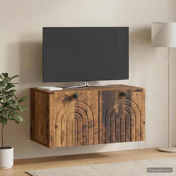 vidaXL Wandbeugel TV-kast Oud hout 59,5 x 31 x 30 cm Bewerkt, Huis en Inrichting, Kasten | Televisiemeubels, Minder dan 50 cm