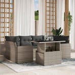 vidaXL 7-delige Loungeset met kussens poly rattan lichtgrijs, Verzenden, Nieuw, Rotan, Loungeset