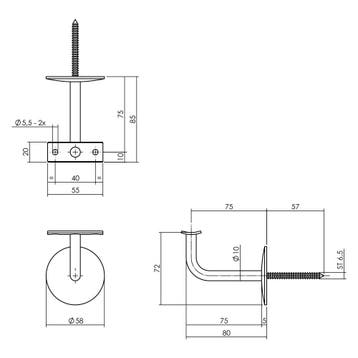 P+E Leuninghouder rond ø58mm hol zadel rvs geborsteld, Verzenden, Nieuw