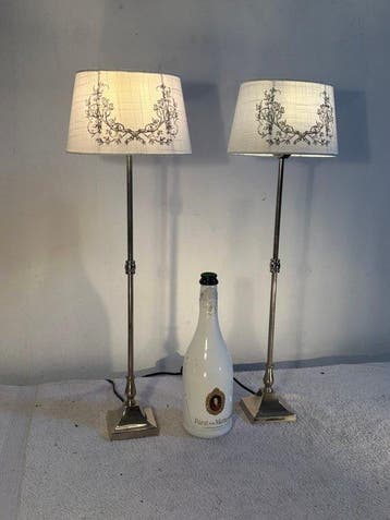 Tafellamp (2) - Staal, Textiel, Plastic - Set