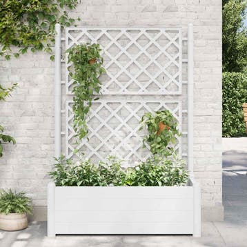vidaXL Plantenbak met latwerk 100x43x142 cm PP wit, Kunststof, 100 cm of meer, Verzenden, Nieuw