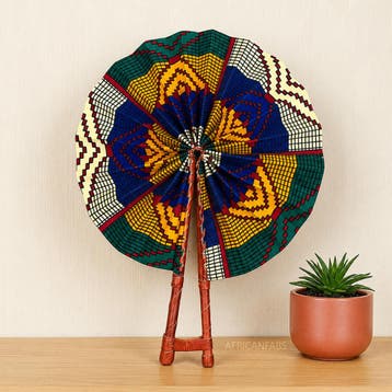 Afrikaanse handwaaier - Ankara print waaier - Multicolor Koj, Ophalen of Verzenden, Nieuw