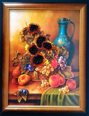 Barnsteen - Unique Baltic Amber Picture – Handcrafted Floral