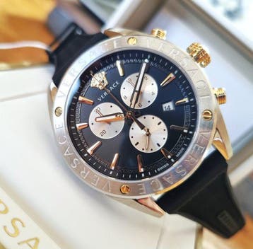 Versace - Swiss Made - Chronograph - Sapphire - Gold - New -, Sieraden, Tassen en Uiterlijk, Horloges | Heren, Nieuw