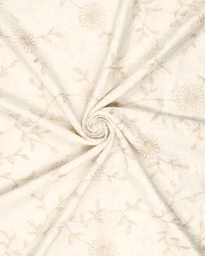 Broderie Viscose/Linnen Bloemen Gebroken Wit, Nieuw, Wit