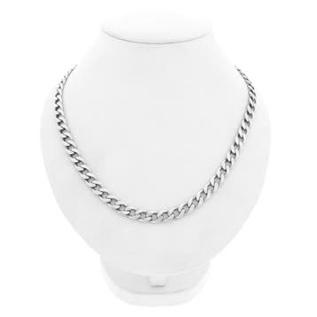Zilveren robuuste platte gourmetschakel ketting, Sieraden, Tassen en Uiterlijk, Kettingen, Ophalen of Verzenden, Gebruikt, Zilver