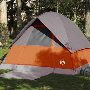 vidaXL Koepeltent 4-persoons waterdicht grijs en oranje, Verzenden, Nieuw, Tot en met 2