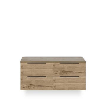 Seville Badmeubelset 120 cm - 4 laden - Wastafel Blad Natuur, Ophalen of Verzenden, Nieuw