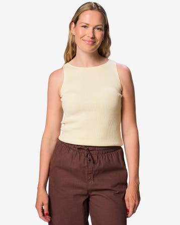 HEMA Damessinglet Rita rib gebroken wit, Kleding | Dames, Verzenden, Nieuw