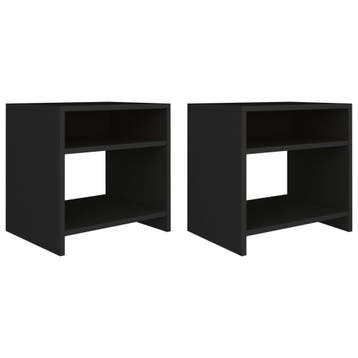 vidaXL Nachtkastjes 2 st 40x30x40 cm bewerkt hout zwart, Huis en Inrichting, Slaapkamer | Nachtkastjes, Minder dan 45 cm, Verzenden