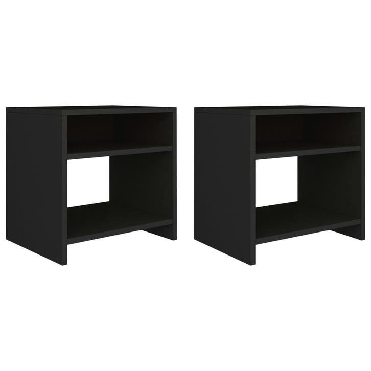 vidaXL Nachtkastjes 2 st 40x30x40 cm bewerkt hout zwart, Huis en Inrichting, Slaapkamer | Nachtkastjes, Nieuw, Minder dan 45 cm