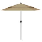 vidaXL Parasol 3-laags met aluminium paal 2,5 m taupe, Tuin en Terras, Verzenden, Nieuw, 2 tot 3 meter