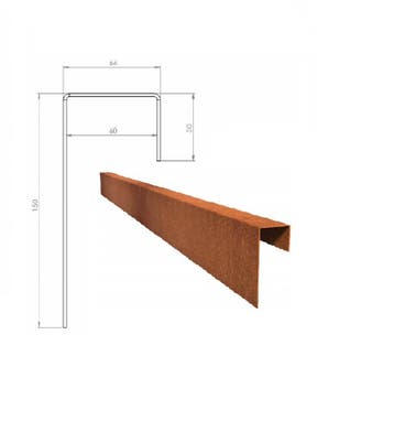 Cortenstaal u-profiel 230x6,4x15cm, Overige materialen, Minder dan 25 cm, Border, Minder dan 25 cm