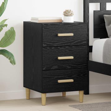vidaXL Nachtkastje Zwart Eiken 40 x 40 x 66 cm Bewerkt hout, Minder dan 45 cm, Verzenden, Nieuw, 55 tot 70 cm