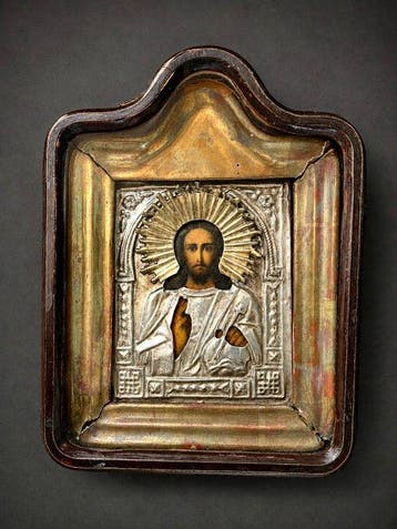 Icoon - Christus Pantokrator - Metaal - Russin