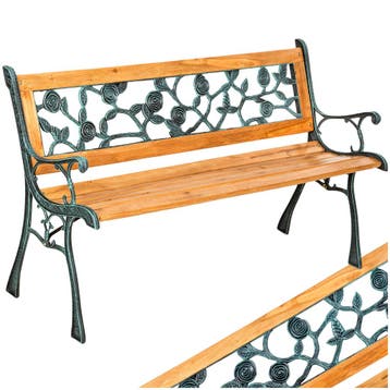 Tuinbank Marina 2-zitter van hout en gietijzer 124x52x74, Verzenden, Nieuw