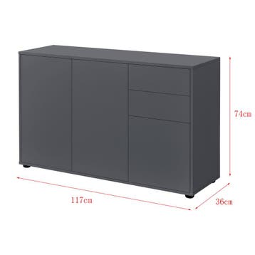 Commode Paarl druk en open 74x117x36 cm donkergrijs mat, Verzenden, Nieuw