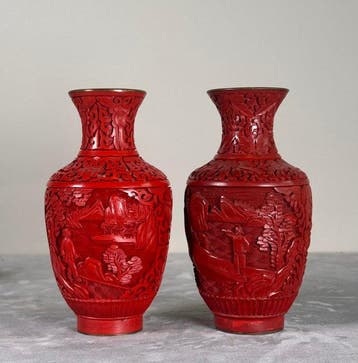 Vaas - lak - China - Culturele Revolutie paar, Antiek en Kunst