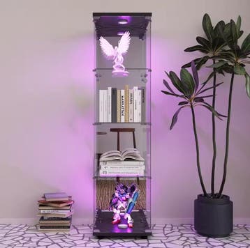 Glazen Vitrinekast met LED en Slot – 1 Deur, 4 Niveaus, Huis en Inrichting, Kasten | Vitrinekasten, Verzenden, Nieuw