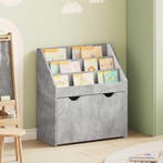 vidaXL Kinderen Boekenkast Beton Grijs 60 x 29,5 x 69 cm, Huis en Inrichting, Woonaccessoires | Krantenbakken en Lectuurbakken