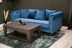 3-Zitsbank - Greta - Blauw - Fluweel - Jörn, Huis en Inrichting, Banken | Bankstellen, Verzenden, Nieuw