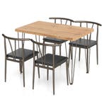 LIVSK Industriële Eettafelset - Rechthoekige Tafel - 4 Gesto, Verzenden, Nieuw