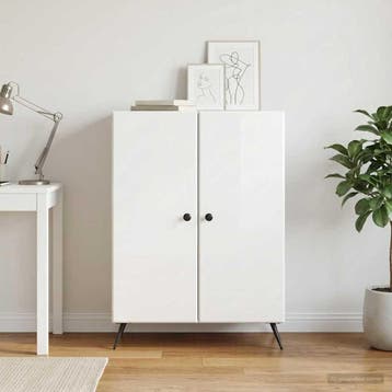 vidaXL Dressoir Hoogglans Wit 66 x 34,5 x 90 cm Bewerkt hout, Verzenden, Nieuw, Overige houtsoorten, Minder dan 50 cm