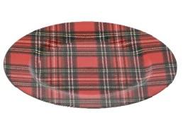 Onderbord Tartan Schotse ruit Rood blok 33 cm rond kunststof, Ophalen of Verzenden, Nieuw