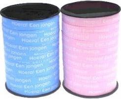 Krullint cadeaulint hoera een jongen lichtblauw 10 mm rol, Ophalen of Verzenden, Nieuw