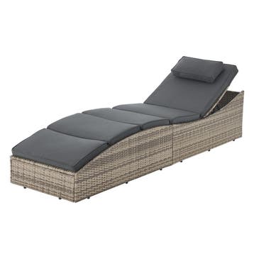 Ligbed / Zonnebed Lamia - Lichtgrijs - Polyrotan - Verstelba, Verzenden, Nieuw