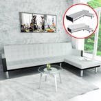 vidaXL Slaapbank L-vormig wit kunstleer, Verzenden, Nieuw, Leer, 200 tot 250 cm