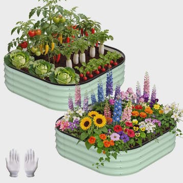 2x Verhoogde Kweekbakken 90x90x30 cm - Verzinkt Metaal, Squi, Tuin en Terras, Verzenden, Nieuw