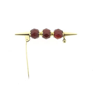 Vintage gouden broche met carneool, Gebruikt, Ophalen of Verzenden, Met edelsteen, Goud