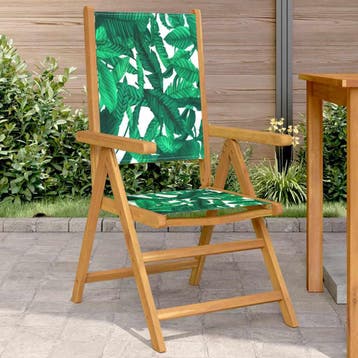 vidaXL Inklapbare stoelen 2 st bladpatroon massief, Tuin en Terras, Verzenden, Nieuw, Hout