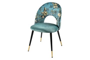 Design stoel PRET-A-PORTER turquoise fluweel bloemmotief en, Huis en Inrichting, Stoelen, Ophalen of Verzenden, Nieuw