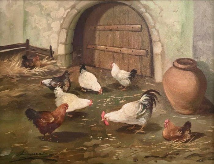 Spaanse school (XX) - Escena de Corral con Tinaja, Antiek en Kunst, Kunst | Schilderijen | Klassiek