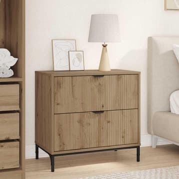 vidaXL Nachtkastje artisanaal eikenkleurig 63.5 x 36 x 61 cm, Huis en Inrichting, Slaapkamer | Nachtkastjes, Minder dan 45 cm